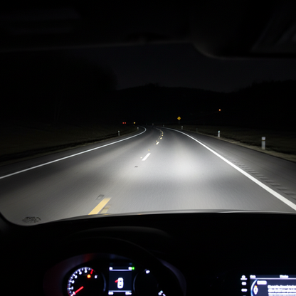 without the road lights, just bright headlights